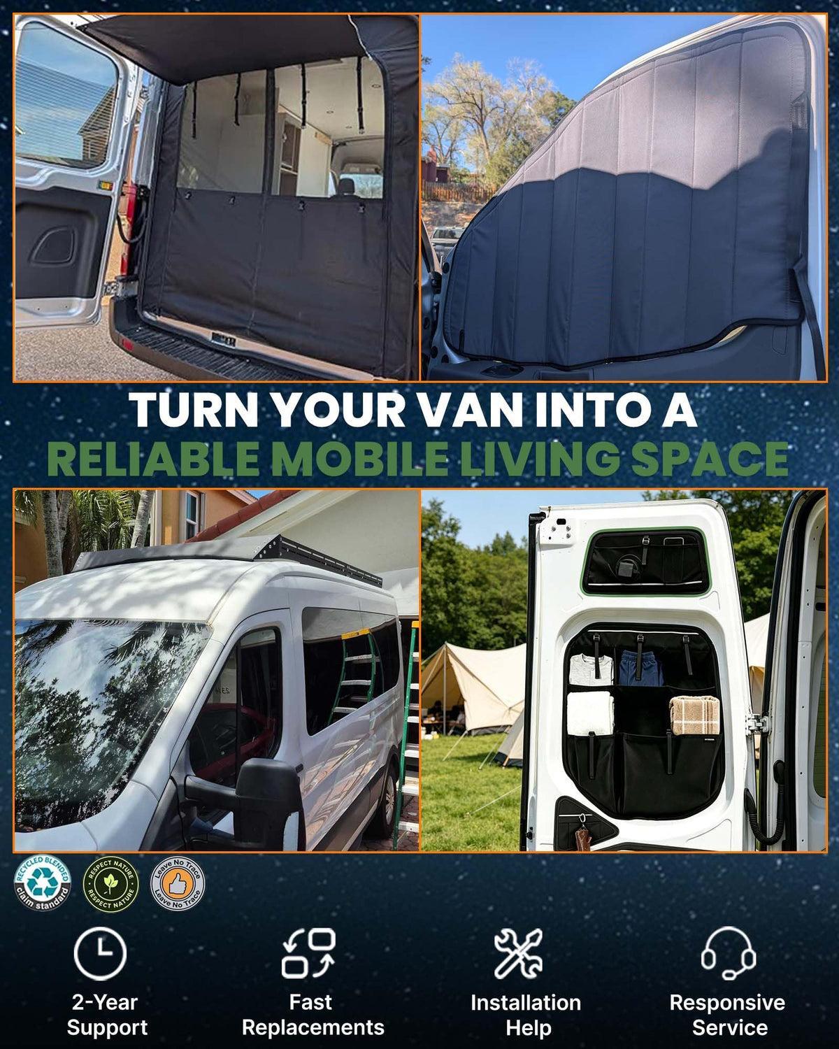 MELIPRON installed during camping scene providing ventilation and private shelter