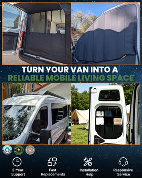 MELIPRON lifestyle shot in a camping van, shows comfort and bug-free living