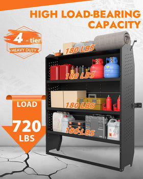 MELIPRON loaded shelf with power tools illustrating heavy‑duty weight capacity