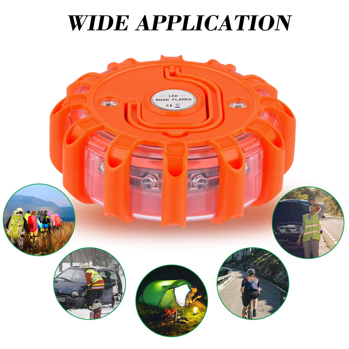 Meliya flares in use at roadside scene showing attention-grabbing light benefit: safer breakdowns