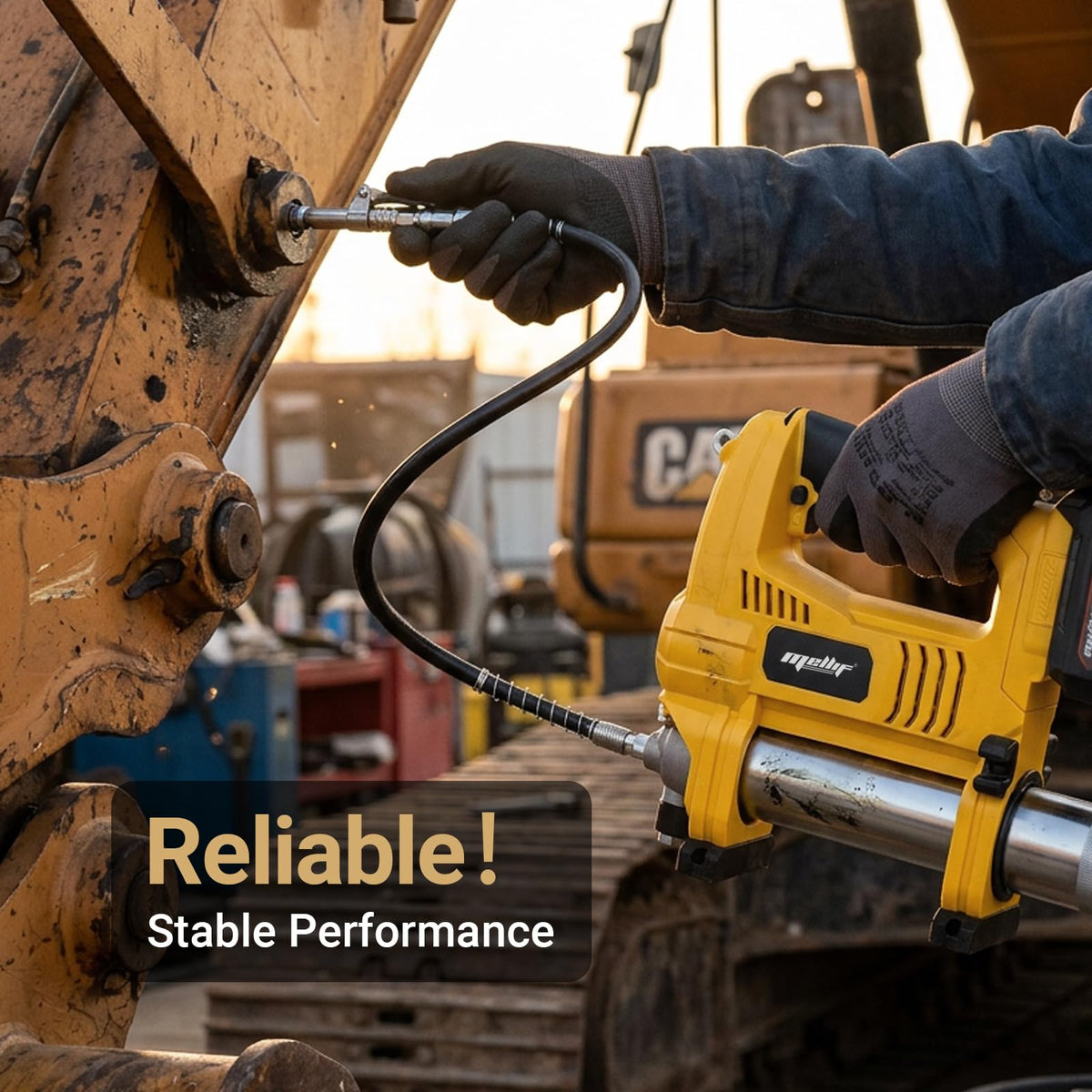 Mellif grease gun control panel and speed dial, enabling precise flow selection
