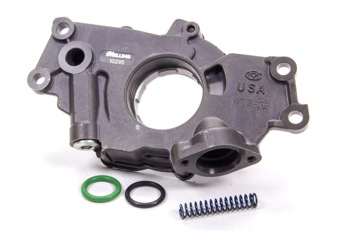Melling 10295 front view showing high-pressure housing and benefits in reliability