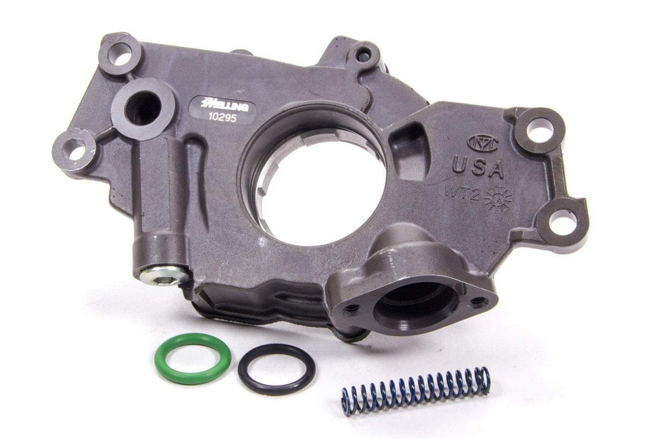 Melling 10295 front view showing high-pressure housing and benefits in reliability