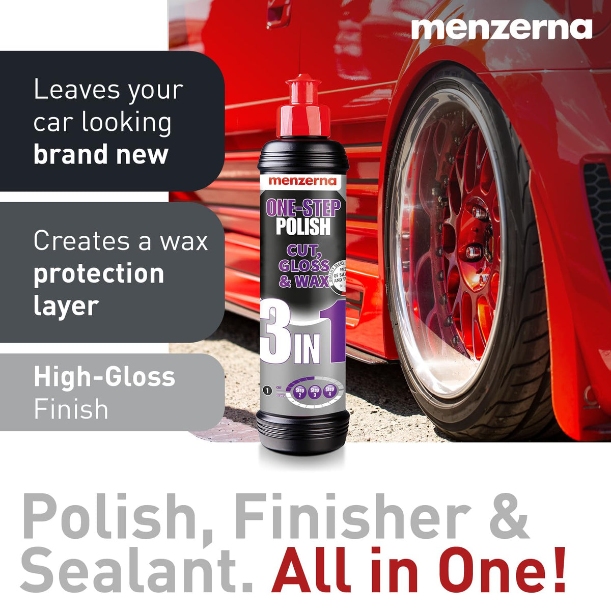menzerna polish on yellow medium-cut foam pad demonstrating effective cut and control