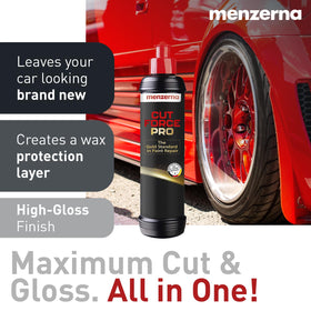 menzerna on red heavy cut pad demonstrating aggressive cutting power