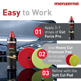 menzerna applied with polisher on car door showing efficient correction