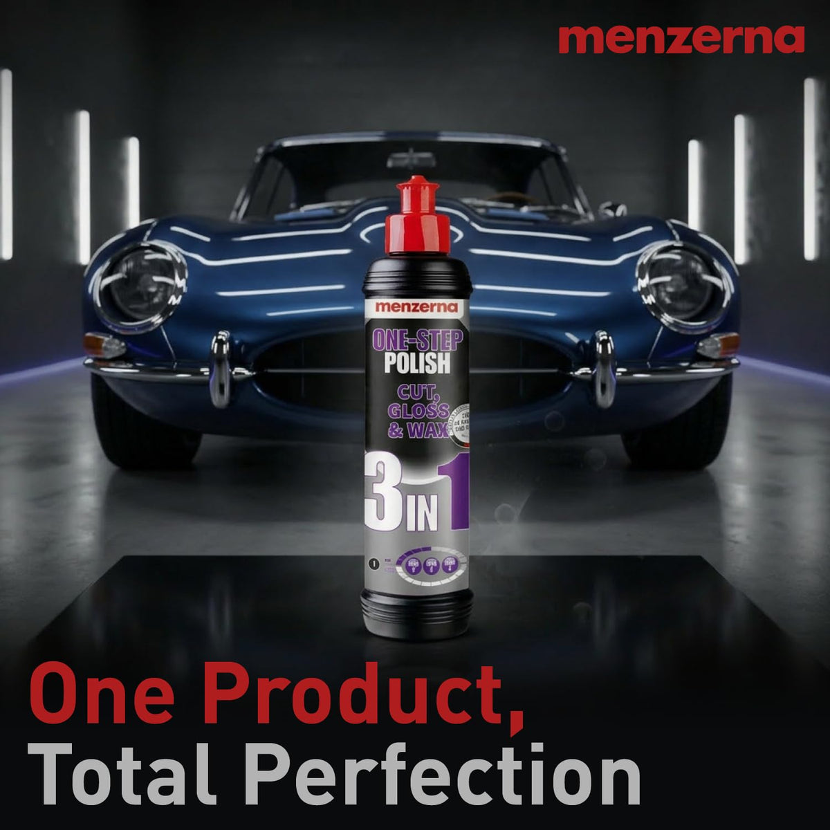menzerna polished car in showroom highlighting deep gloss and protection