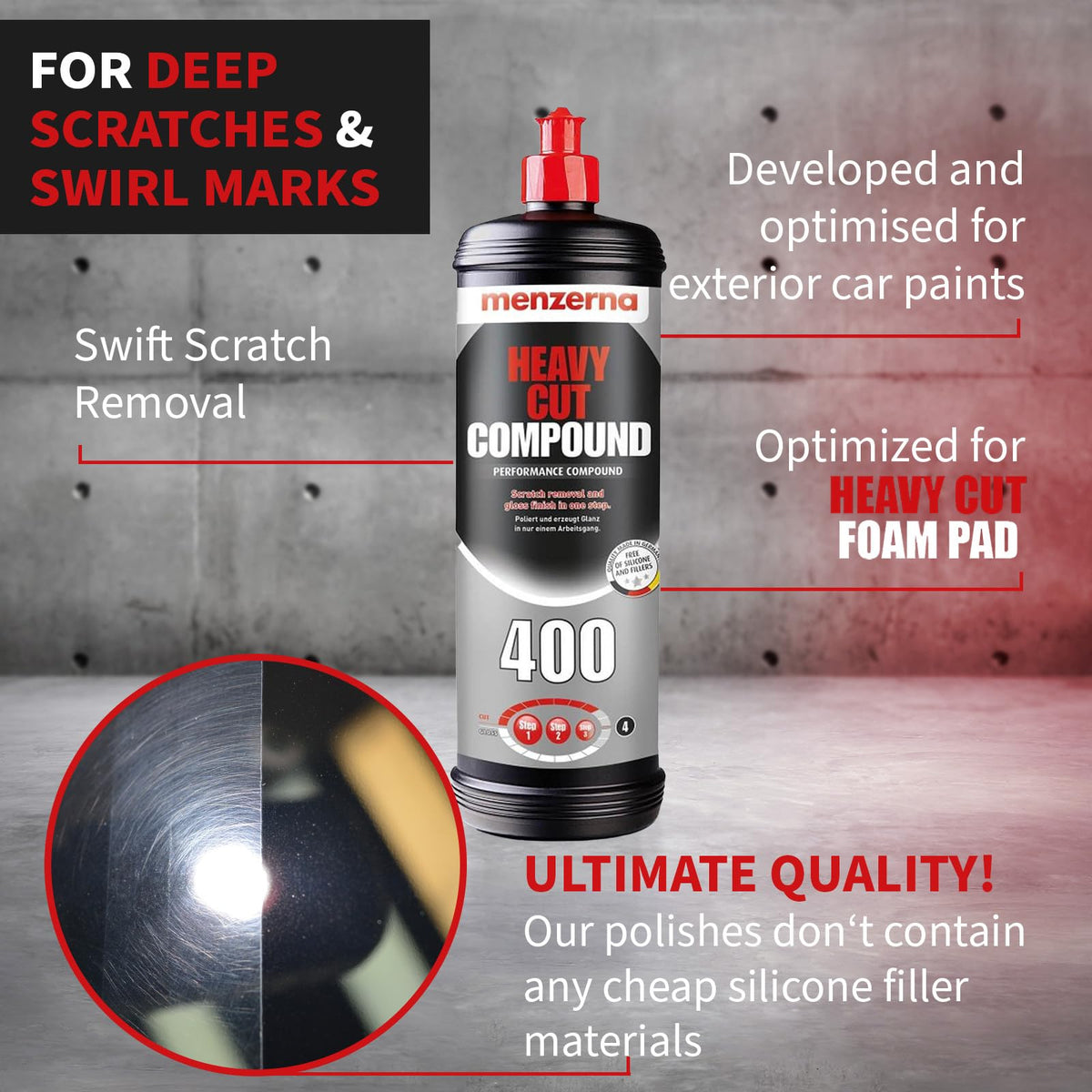 menzerna polish texture closeup demonstrating creamy compound for fast defect removal
