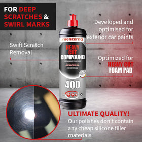 menzerna polish texture closeup demonstrating creamy compound for fast defect removal