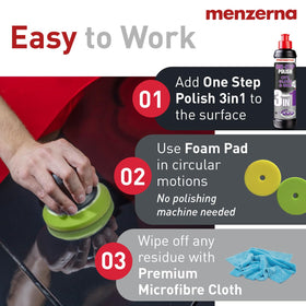 menzerna used with orbital polisher on hood for fast swirl and scratch correction