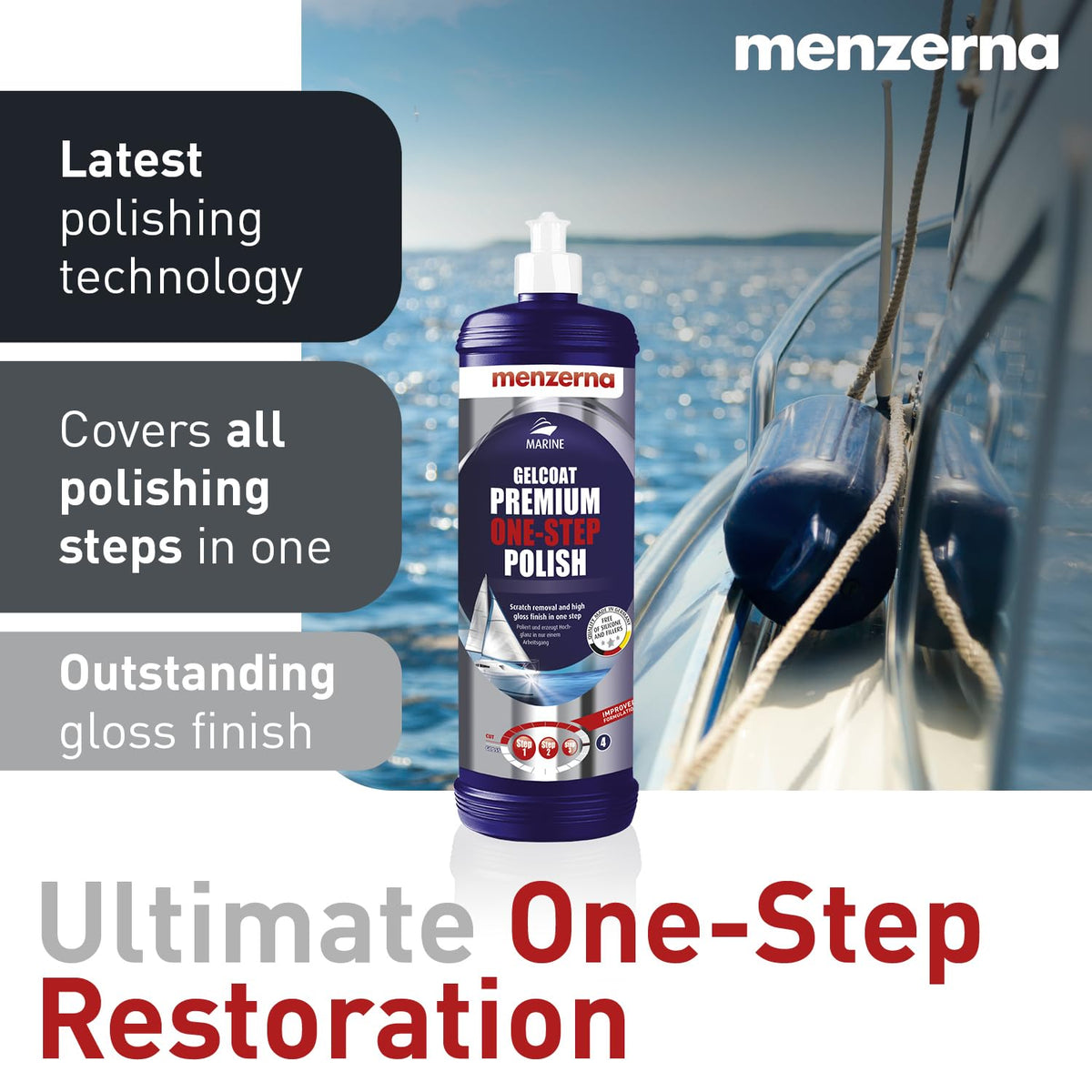 menzerna polishing in action on a boat hull demonstrating fast correction benefit