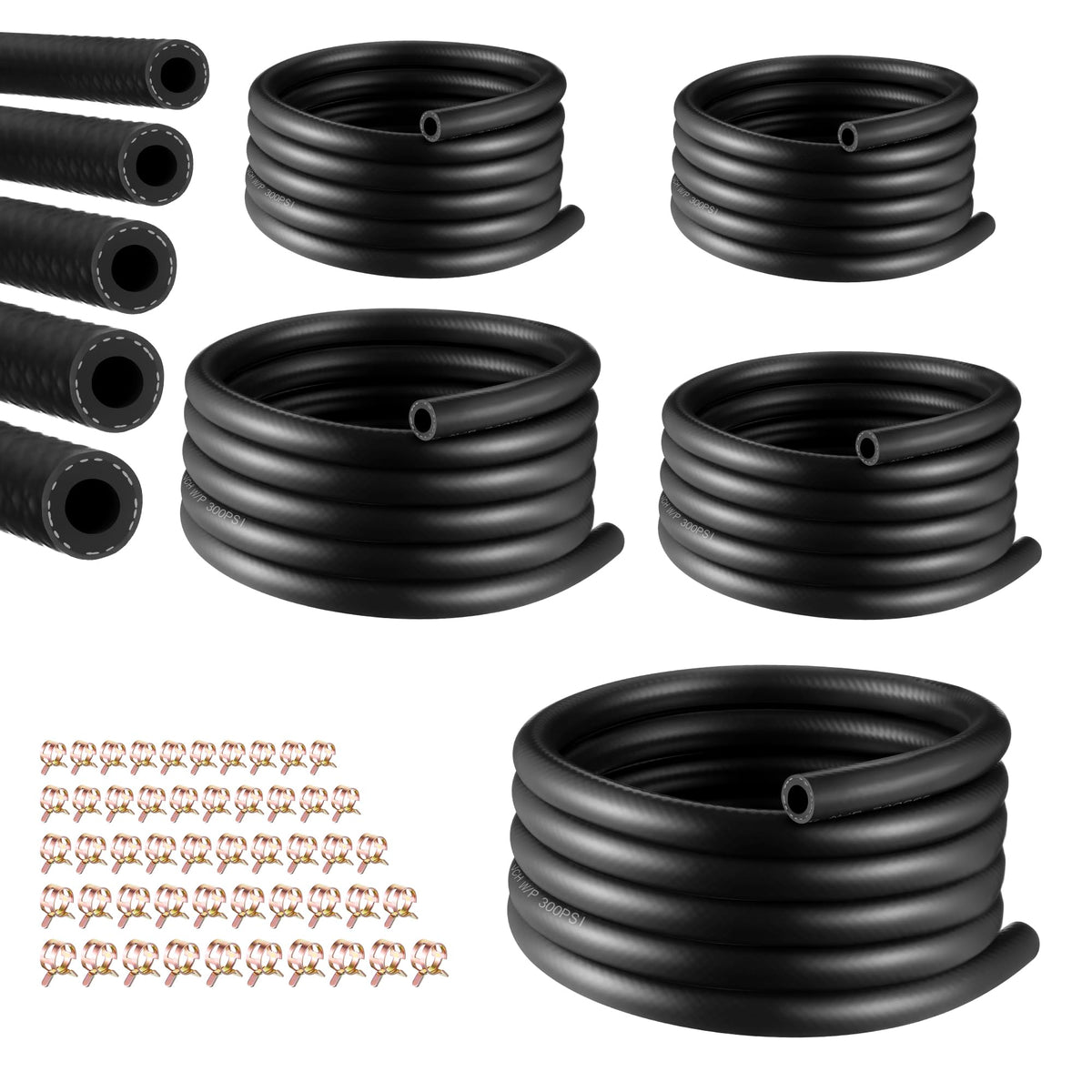 Meonum front packaging showing 5-size fuel hose kit and clamps benefit ready repairs