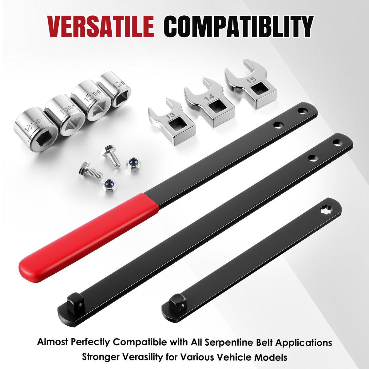 Meonum tools beside ruler showing lengths, clear scale and fitment benefit