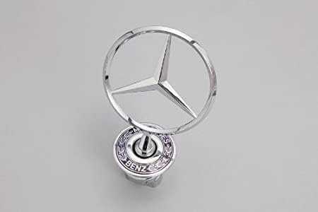 Mercedes Benz front hood emblem close-up showing chrome finish and original styling benefit