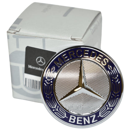 Mercedes‑Benz grille emblem front view showing chrome finish and authentic look