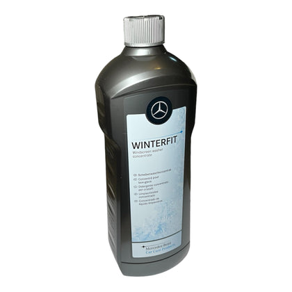 Mercedes-Benz bottle front view showing winter fit concentrate and clear branding and benefit