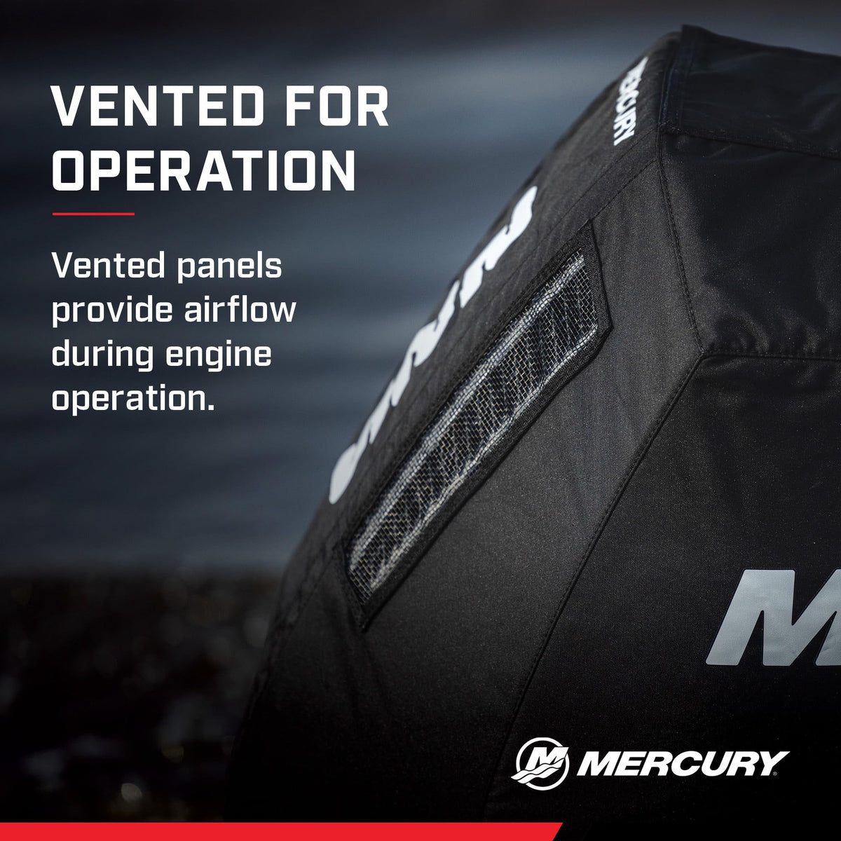 MERCURY cover installed on boat while running protecting finish