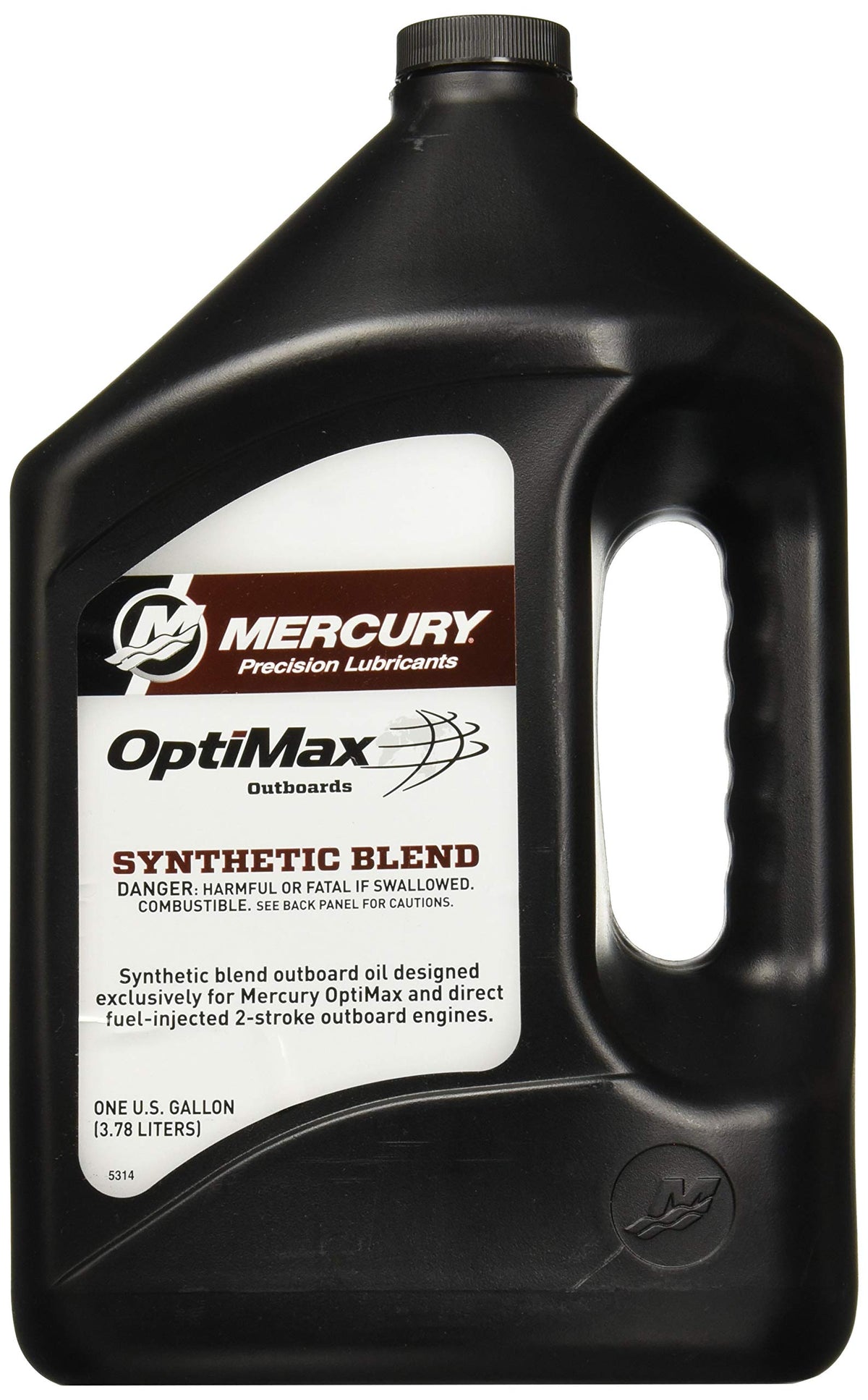 MERCURY Optimax/DFI one-gallon bottle front packaging showing brand and benefits