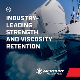 MERCURY pouring oil into filler neck demonstrating easy pouring and clean fill