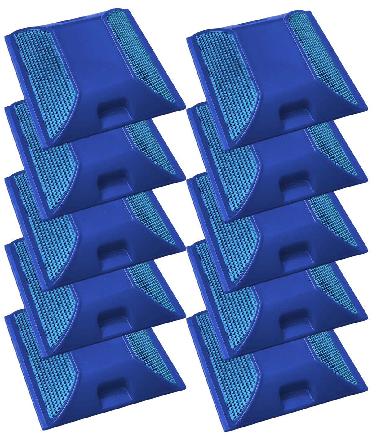 Merhoff & Larkin front pack showing ten blue reflectors and benefits of visibility