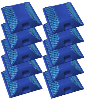 Merhoff & Larkin front pack showing ten blue reflectors and benefits of visibility