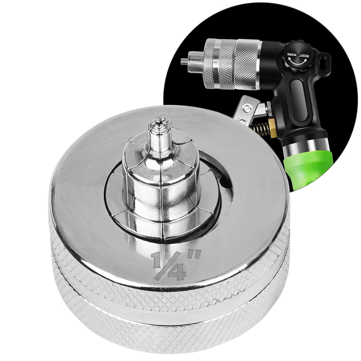 MERWOF expander head front view showing precise 1/4 inch fit for accurate expansions