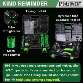 MERWOF product with packaging displaying included single 3/8 inch handheld tubing straightener