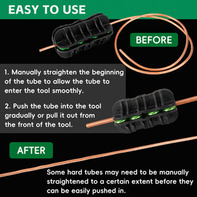 MERWOF straightener beside ruler showing compact size for portability and workshop convenience