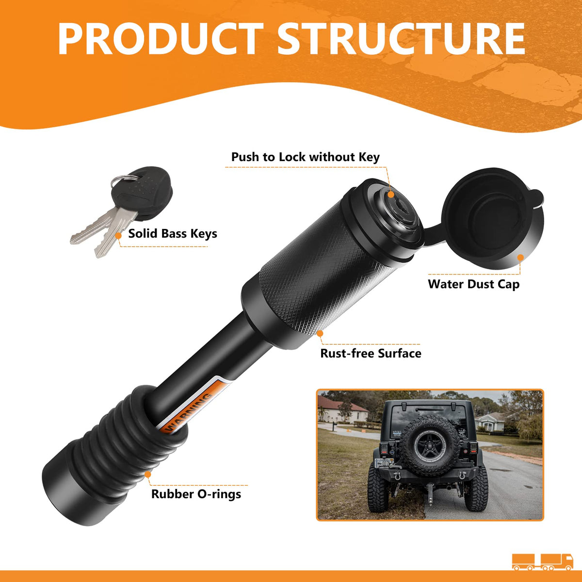 META Hardware hitch lock installed in a receiver showing strong anti-theft hold