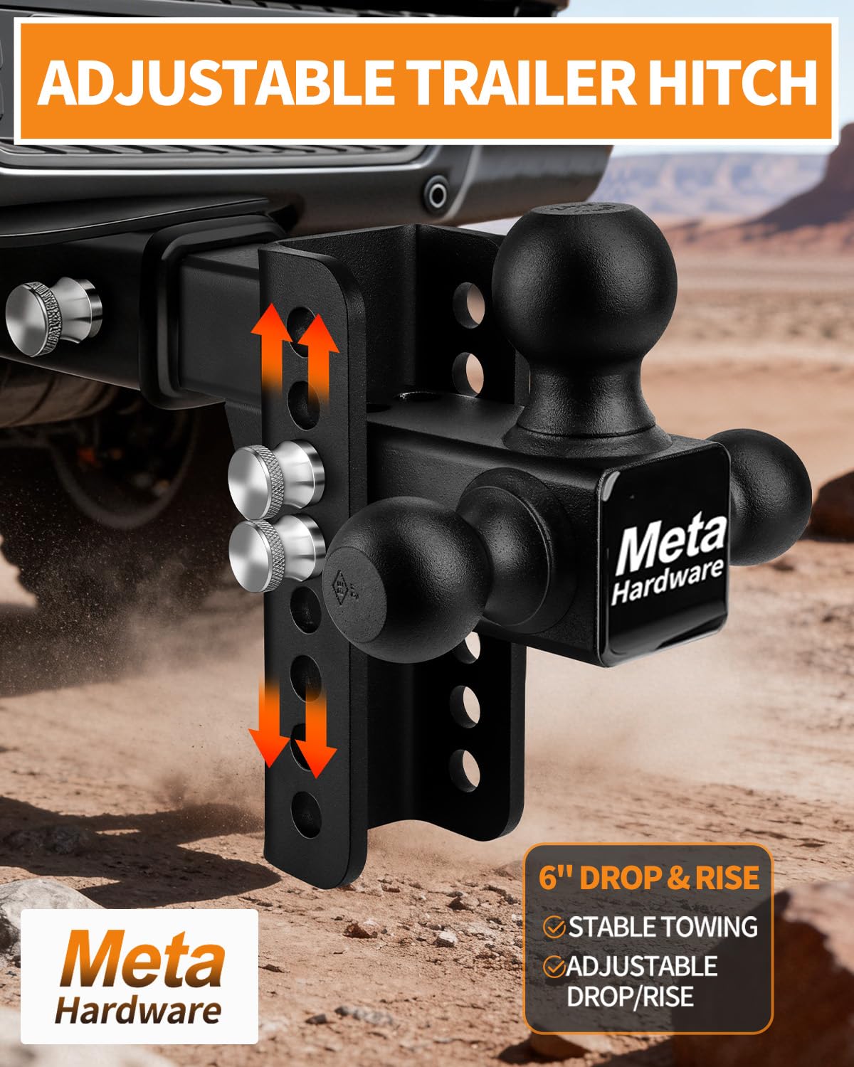META Hardware locking pin and key set securing your hitch from theft