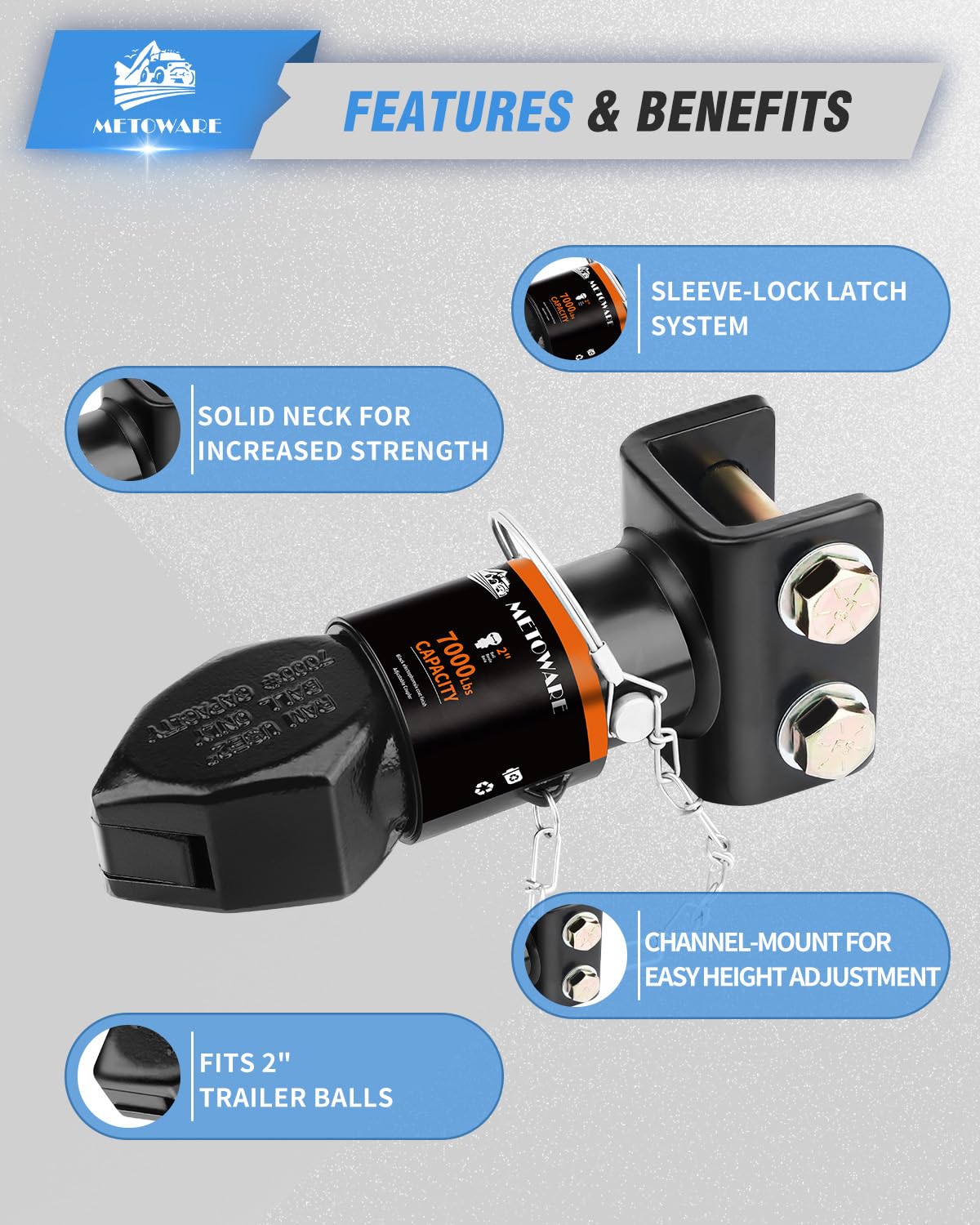 METOWARE side profile mounted in channel demonstrating vertical adjustment