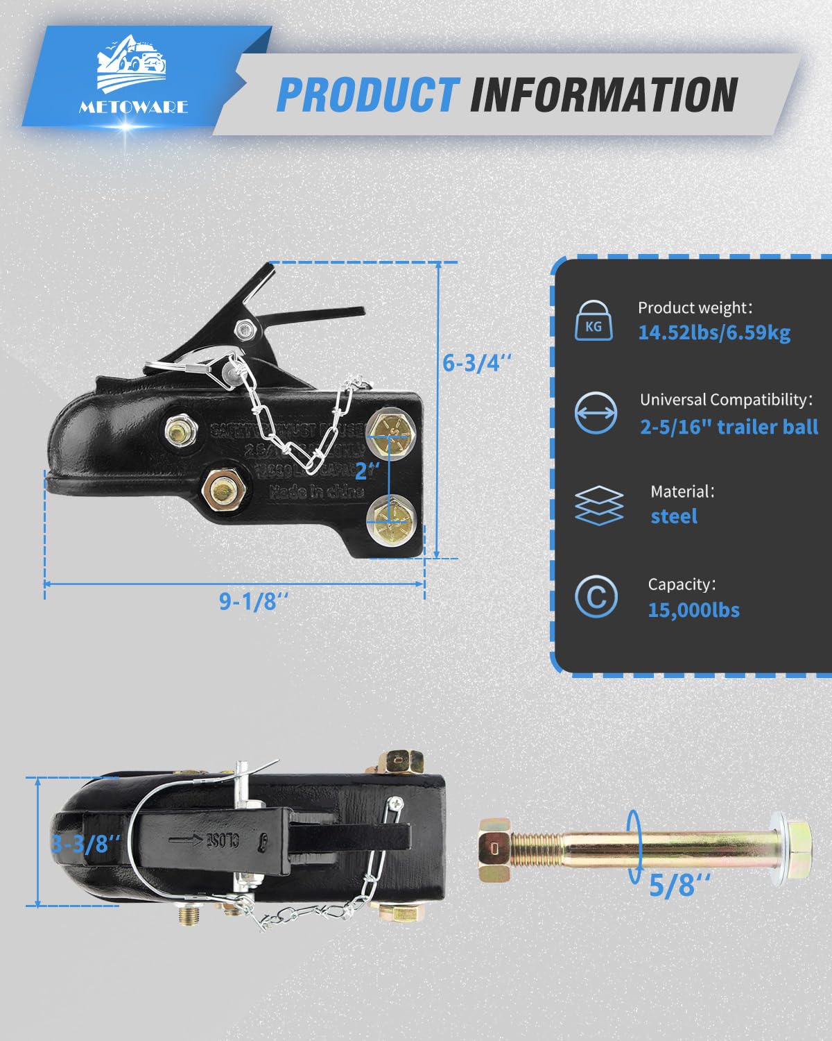 METOWARE close-up of easy-lock latch mechanism, quick secure hookup benefit