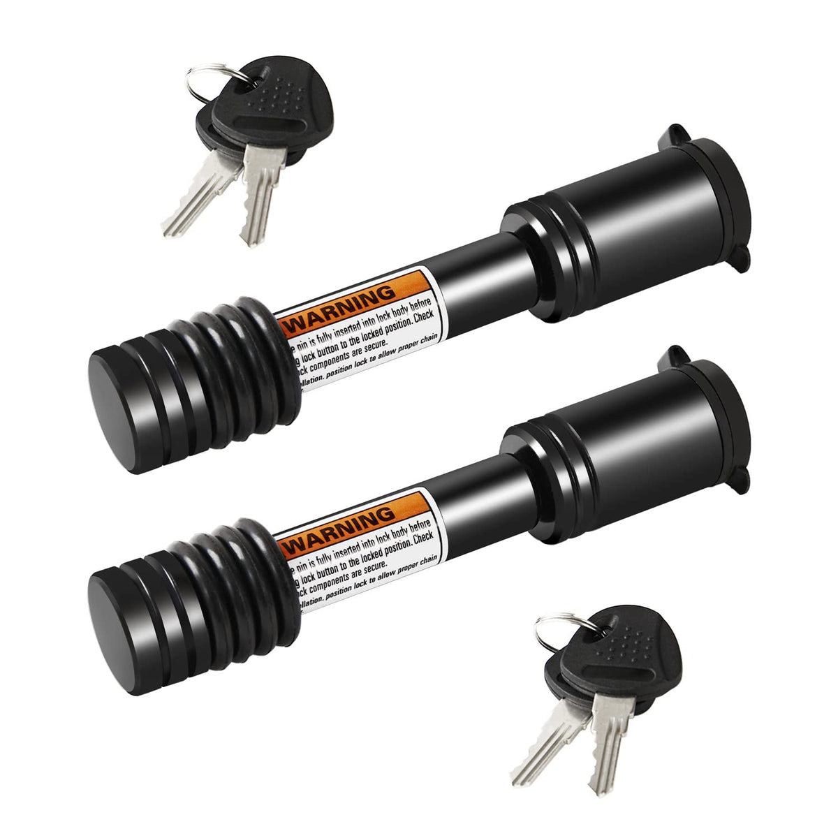 METOWARE front view of two-piece hitch lock set, shows secure protection