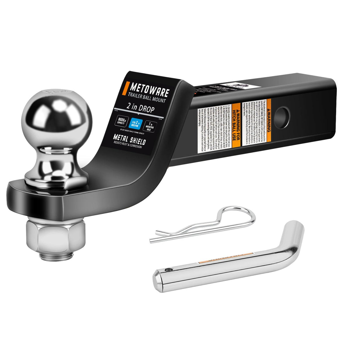 METOWARE front view of ball mount showing ready-to-use setup and durability