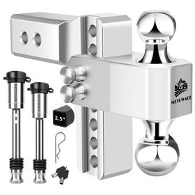 METOWARE front view showing entire adjustable aluminum hitch and features benefit clarity