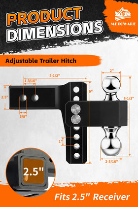 METOWARE adjustment mechanism close-up showing 1-inch increment controls for leveling