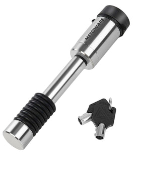 METOWARE front view of hitch lock showing robust stainless body and secure design
