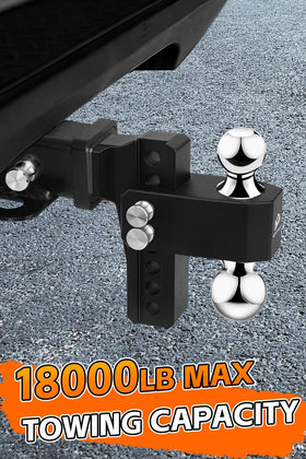 METOWARE close-up of integrated 2" and 2-5/16" hitch balls for easy coupler fit