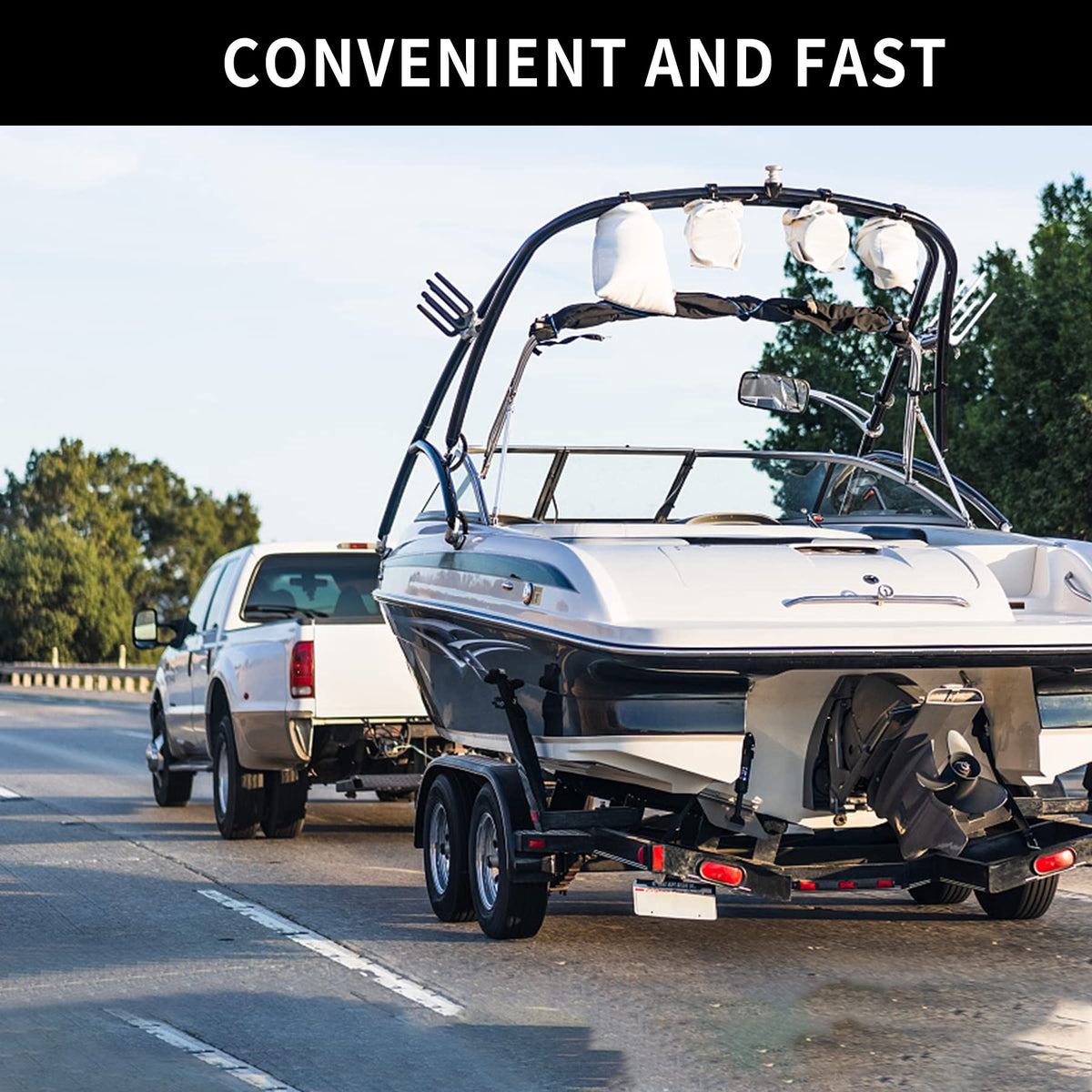 METOWARE coupler on trailer hitched to vehicle offering stable towing confidence