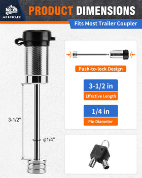 METOWARE close-up of the 1/4 inch pin and 3-1/2 inch span, shows fit accuracy