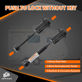 METOWARE locks installed on vehicle hitch demonstrating quick security