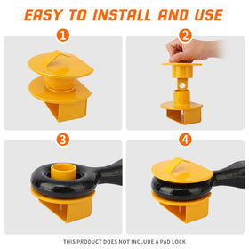 METOWARE lock next to a tape measure showing compact 5x5 size advantage