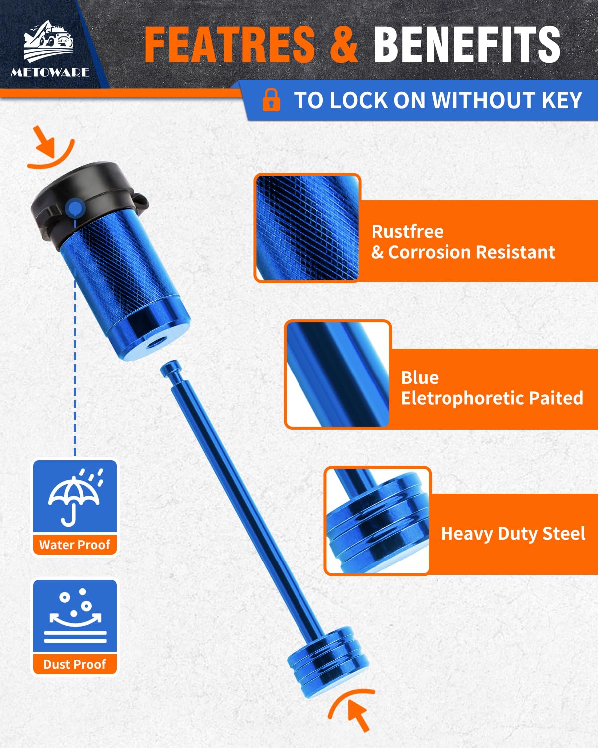 METOWARE rubber cap sealing keyway to block water and dirt