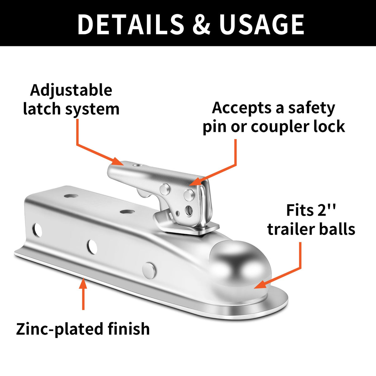 METOWARE side profile mounted on a 2-inch tongue demonstrating secure attachment