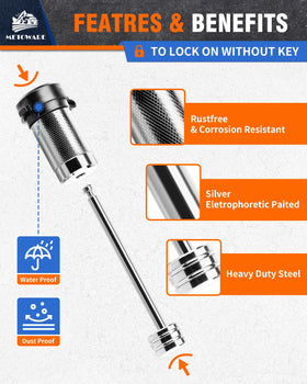 METOWARE tubular lock core detail, emphasizes reinforced zinc-alloy security