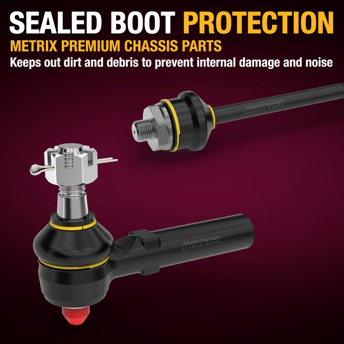 Metrix tie rod steel body detail showing high-grade material strength