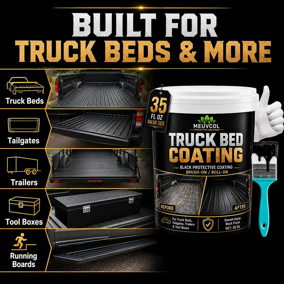Meuvcol applied on a tailgate illustrating renewed appearance and protection