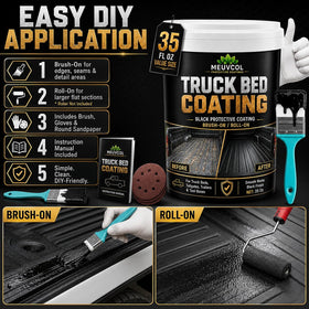 Meuvcol roller application on truck bed for even coverage and durability