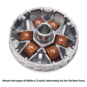 MFC·passion roller weights closeup showing 5g 7g 9g options for tuning