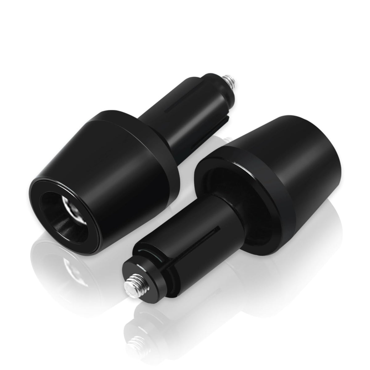 MFGZD front view of black bar end plug showing clean finish and style benefit